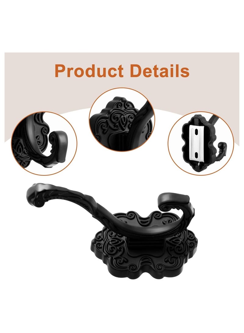 NANAO 4 Pcs Vintage Black Coat Hooks Heavy Duty Wall Mount Hooks for Hanging Clothes, Towels, Hats, Purses, Keys, Curtains – Rustic Antique Style Durable Metal Hooks for Bathroom, Bedroom, Entryway - Image 5