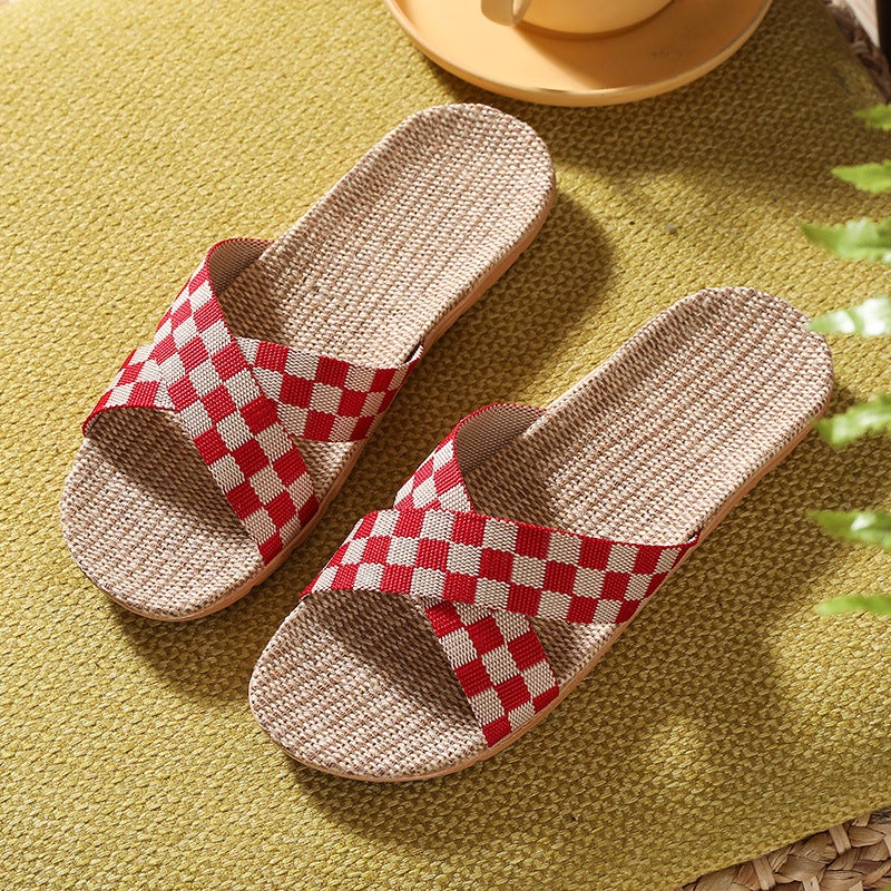 New Quartet Geyard Slippers Womens Spring and Summer Indoor Home Non-slip Sweat Absorbent Breathable Couple Sandals Mens Wholesale K-19 Red