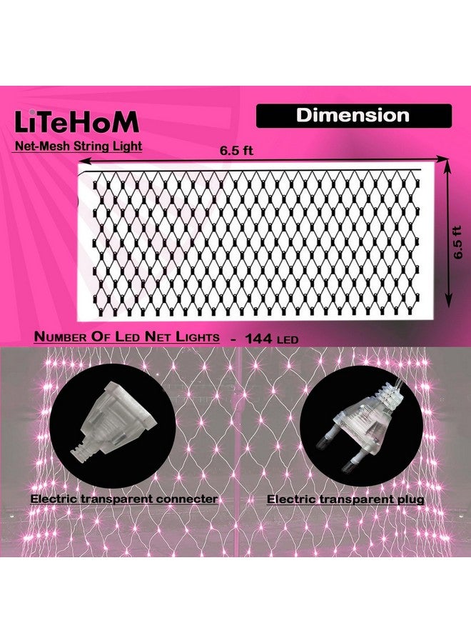 Litehom أضواء خيوط شبكة LED من لايت هوم، 6.6 قدم × 6.6 قدم، 144 LED، وضع ثابت فقط، زينة ديوالي مع أضواء ديوالي لتزيين المنزل! أضواء ديوالي LED، أضواء LED لتزيين المنزل (شبكة وردية-2x2) - Image 2