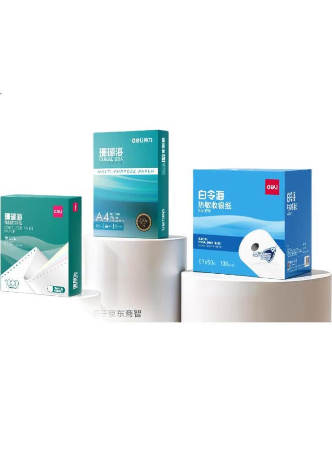 deli 50*30mm 700 Sheets*16 Rolls White Sea Econ Y-grade Triple-protection Thermal Label Paper Self-adhesive Printing Paper Zg151 [c Patible With 3-inch Label Makers 720c And Others] - Image 1