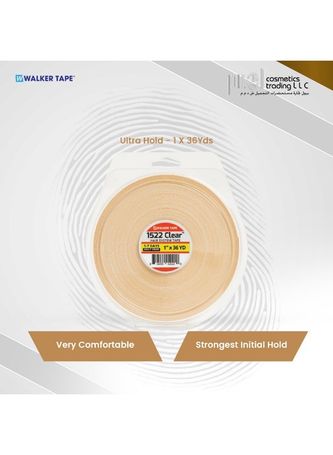 Walker Tape® 1522 Clear Hair System Tape – Hypoallergenic Wig & Toupee Tape for Daily Wear (1–7 Days Hold) – Gentle on Skin, Low Residue, Easy Removal – Double-Sided Transparent Tape for Men’s Hair Units & Hairpieces – Ideal for Sensitive Scalp, Quick Cleanup Adhesive - Image 2