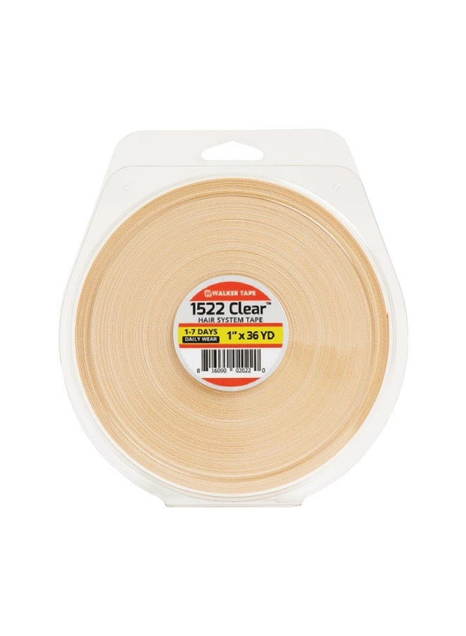 Walker Tape® 1522 Clear Hair System Tape – Hypoallergenic Wig & Toupee Tape for Daily Wear (1–7 Days Hold) – Gentle on Skin, Low Residue, Easy Removal – Double-Sided Transparent Tape for Men’s Hair Units & Hairpieces – Ideal for Sensitive Scalp, Quick Cleanup Adhesive - Image 1