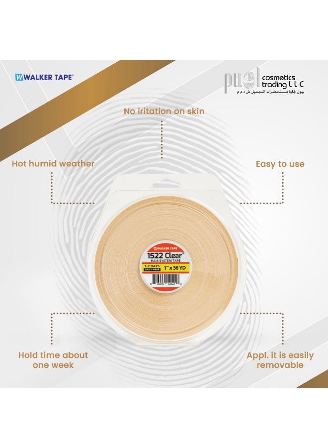 Walker Tape® 1522 Clear Hair System Tape – Hypoallergenic Wig & Toupee Tape for Daily Wear (1–7 Days Hold) – Gentle on Skin, Low Residue, Easy Removal – Double-Sided Transparent Tape for Men’s Hair Units & Hairpieces – Ideal for Sensitive Scalp, Quick Cleanup Adhesive - Image 3