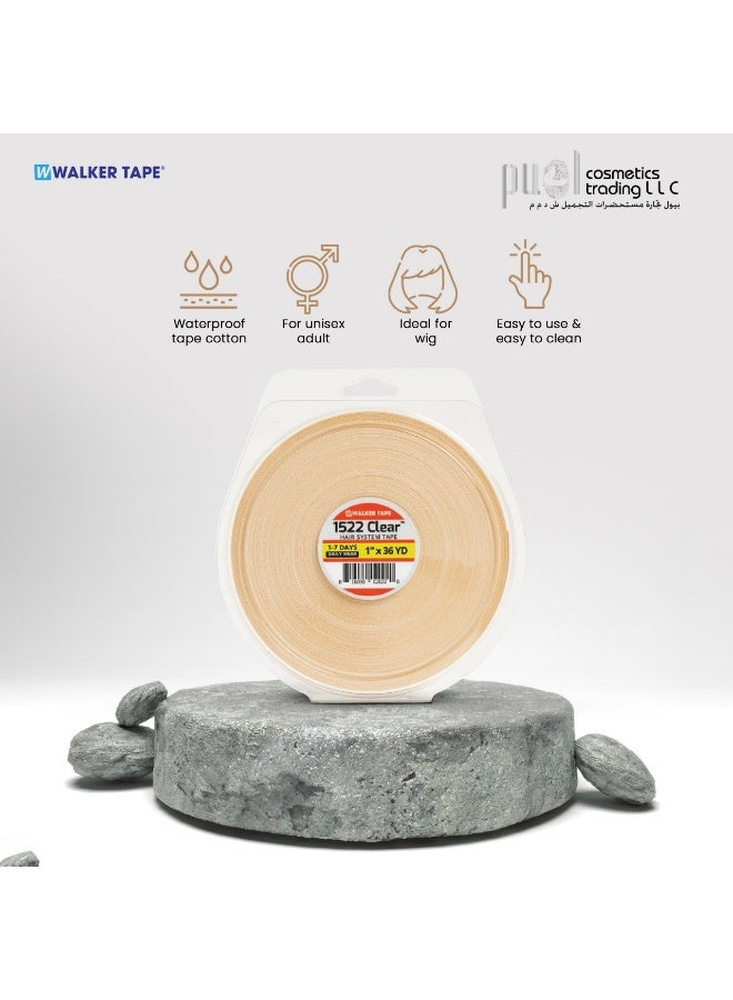 Walker Tape® 1522 Clear Hair System Tape – Hypoallergenic Wig & Toupee Tape for Daily Wear (1–7 Days Hold) – Gentle on Skin, Low Residue, Easy Removal – Double-Sided Transparent Tape for Men’s Hair Units & Hairpieces – Ideal for Sensitive Scalp, Quick Cleanup Adhesive - Image 4