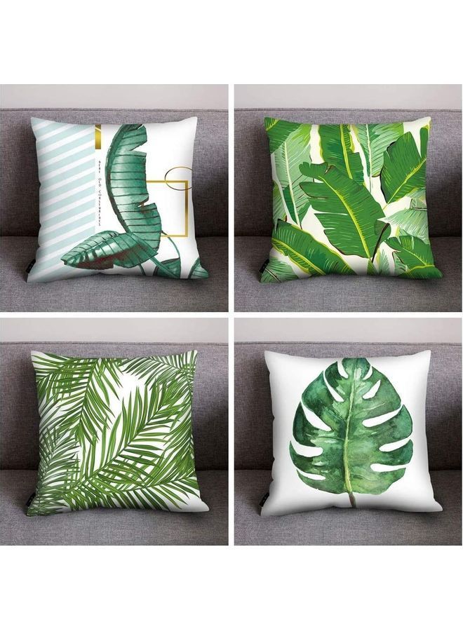 NIBEMINENT 4-Piece Decorative Sofa Pillow Set Green/White/Gold