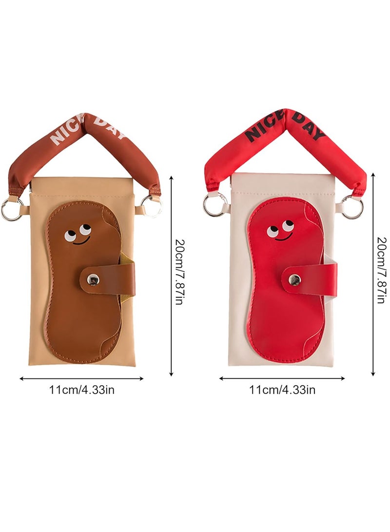 CMGTYYD. 2Pcs كيس النظارات الشمسية ، الهاتف الجلدي PU كيس ، صناديق النظارات المحمولة ، حقيبة تخزين قوية وأنيقة ، قوس الهاتف الذكي 2 في 1 ، مثالي للسفر ، المكتب ، الاستخدام اليومي ، 7.87x4.33 بوصة - Image 5