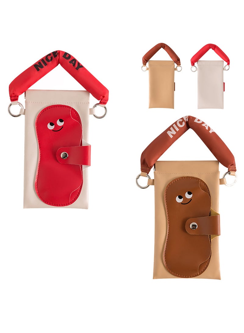 CMGTYYD. 2Pcs كيس النظارات الشمسية ، الهاتف الجلدي PU كيس ، صناديق النظارات المحمولة ، حقيبة تخزين قوية وأنيقة ، قوس الهاتف الذكي 2 في 1 ، مثالي للسفر ، المكتب ، الاستخدام اليومي ، 7.87x4.33 بوصة - Image 1