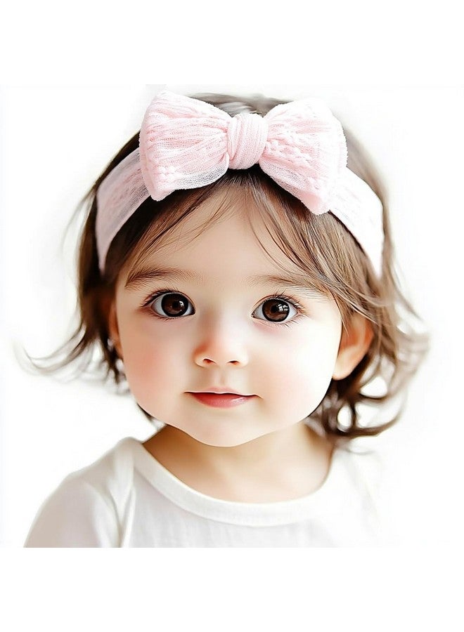 BIANHUAN 3 PCS Baby Headbands Soft Nylon Hairbands with Bows Girls Hair Accessories for Newborn Infant Toddler Kids Handmade - Image 5
