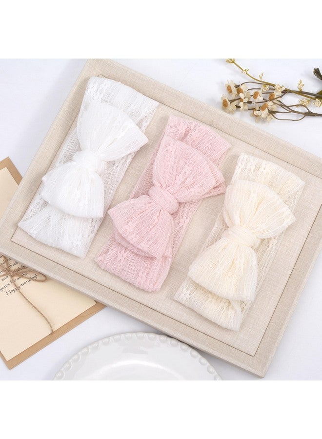 BIANHUAN 3 PCS Baby Headbands Soft Nylon Hairbands with Bows Girls Hair Accessories for Newborn Infant Toddler Kids Handmade - Image 3