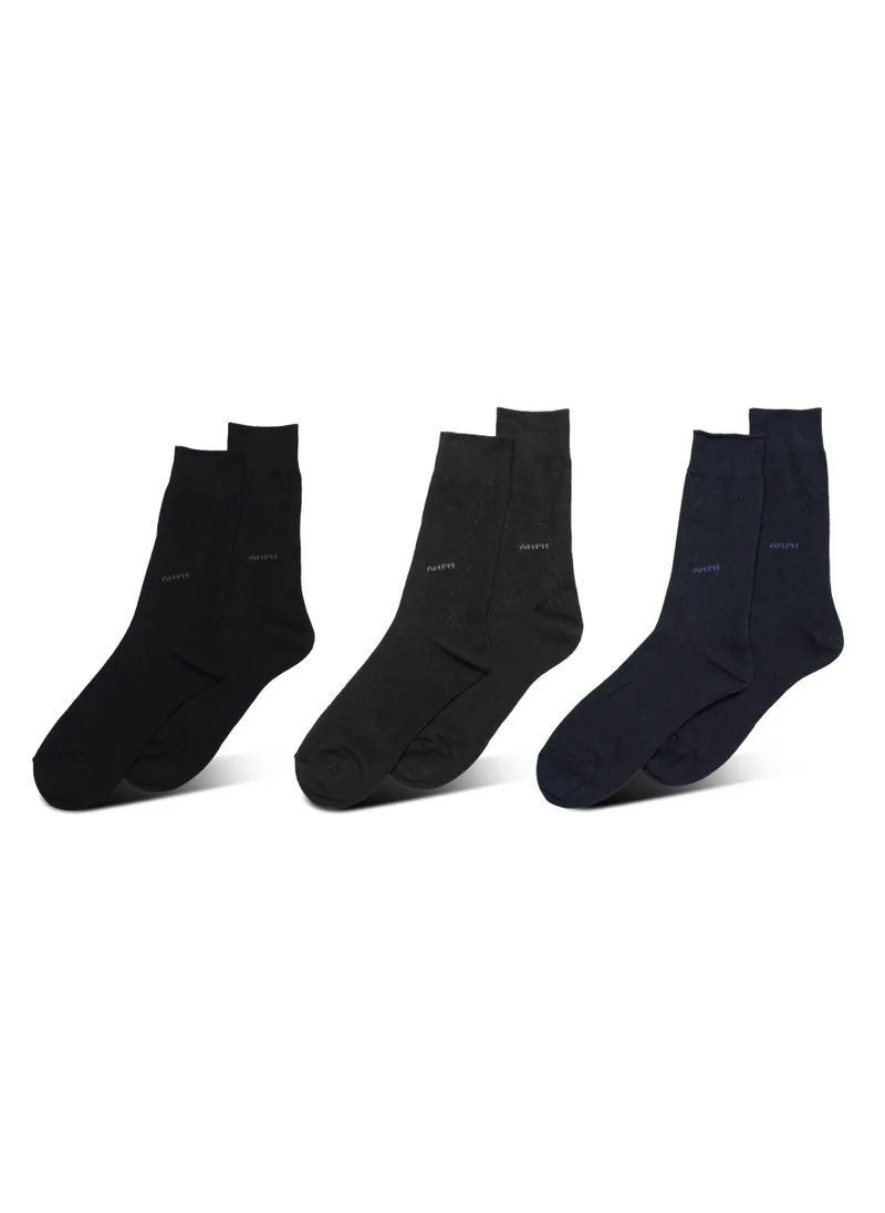 AMPM MEN'S FORMAL SOCKS (PACK OF 3) - BLACK, NAVY BLUE, GREY