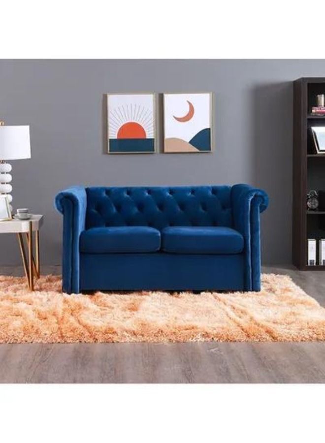Maharat Al Bahar Chester Hill 2 Seater Sofa Wooden Legs Blue 140x80x91 - Image 1