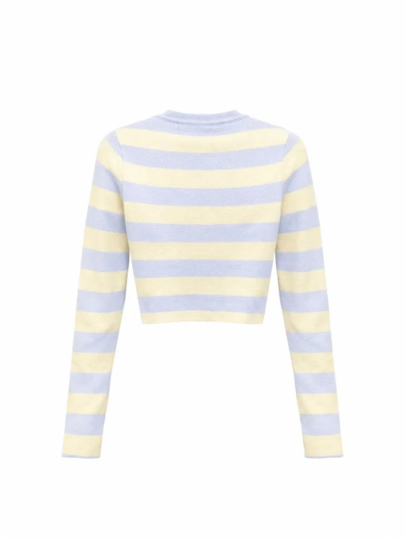 Mixray Baby Blue Mixray Striped Knit Sweater for Women | Best Price UAE