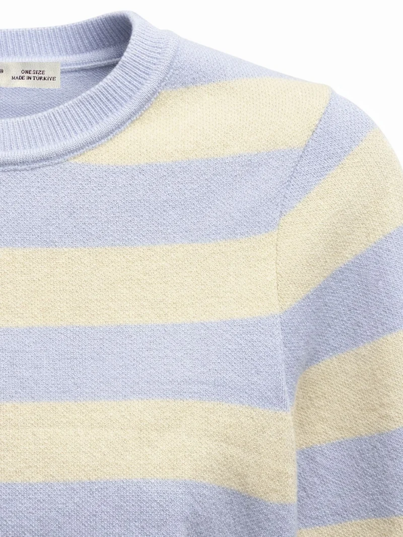 Mixray Baby Blue Mixray Striped Knit Sweater for Women | Best Price UAE