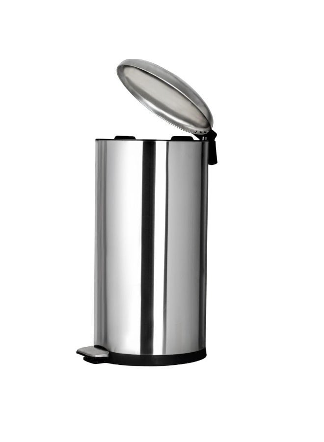 Primanova Turkish Basket 40 liters Stainless Steel Trash Can, Wastebasket With Foot Pedal and Soft Close Lid, Removable Inner Bucket for Easy Cleaning, Silver - Image 1