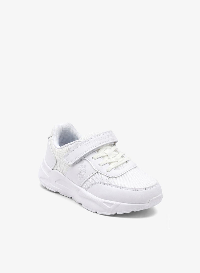 U.S. Polo Assn. Kids White Mesh Sneakers | Lightweight Breathable School & Casual Shoes | Hook & Loop Strap with Lace Design | Non-Slip Walking Shoes for Boys & Girls - Image 1
