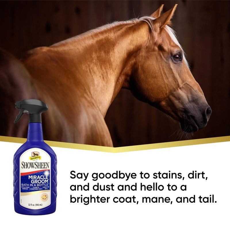 Absorbine ShowSheen Miracle Groom Waterless Shampoo, 5-in-1 Formula for Coat, Mane & Tail, 32oz - Image 2