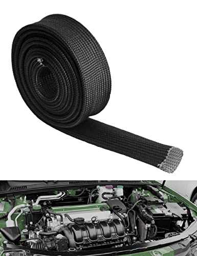Alioncar Wire Heat Shield Automotive Heat Shield Sleeve Fuel Line Heat Shield Auto Hose Spark Plug Wire Cover Protectors Boots Roll 2500 Degree for Car&Auto Wire Loom Brake Cable (Black1"I.D.X10FT) - Image 1
