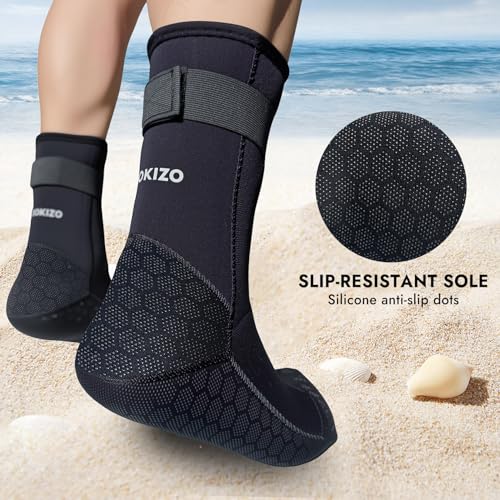 Dizokizo Neoprene Water Socks, 3mm Sand Proof Beach Volleyball Socks Anti-Slip Wetsuit Booties for Scuba Diving Surfing Kayaking (S) - Image 3