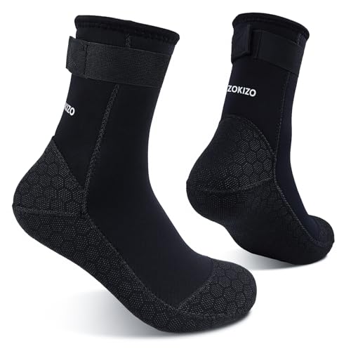 Dizokizo Neoprene Water Socks, 3mm Sand Proof Beach Volleyball Socks Anti-Slip Wetsuit Booties for Scuba Diving Surfing Kayaking (S) - Image 1