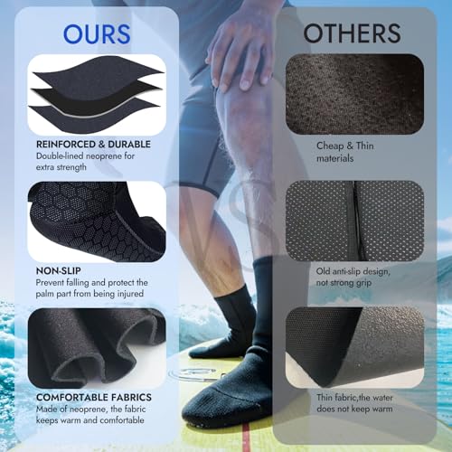 Dizokizo Neoprene Water Socks, 3mm Sand Proof Beach Volleyball Socks Anti-Slip Wetsuit Booties for Scuba Diving Surfing Kayaking (S) - Image 5
