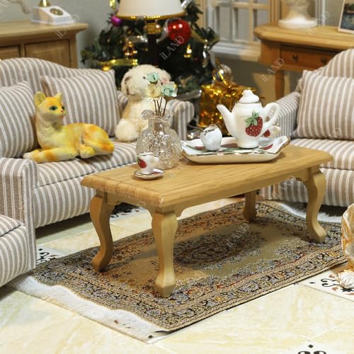 iLAND Miniature Dollhouse Accessories Vintage of Carpet for Dollhouse Furniture on 1/12 Scale and 3” - 12” Dolls, Woven Dollhouse Rugs 6” x 3.8”(2pcs Brilliance) - Image 4