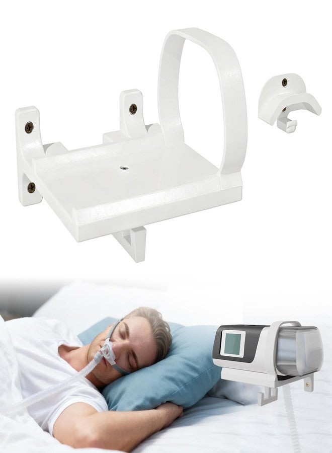 طقم رف جداري مُطوّر لجهاز التنفس CPAP، طقم رف جداري لجهاز التنفس CPAP لجهاز AirSense 11 مع علاقة خرطوم CPAP وخطاف للقناع، يوفر المساحة، ويمنع تشابك الخرطوم (أبيض) - Image 1