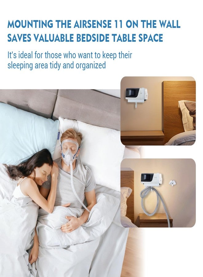 طقم رف جداري مُطوّر لجهاز التنفس CPAP، طقم رف جداري لجهاز التنفس CPAP لجهاز AirSense 11 مع علاقة خرطوم CPAP وخطاف للقناع، يوفر المساحة، ويمنع تشابك الخرطوم (أبيض) - Image 3