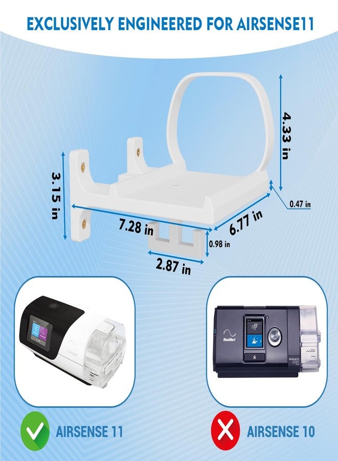 طقم رف جداري مُطوّر لجهاز التنفس CPAP، طقم رف جداري لجهاز التنفس CPAP لجهاز AirSense 11 مع علاقة خرطوم CPAP وخطاف للقناع، يوفر المساحة، ويمنع تشابك الخرطوم (أبيض) - Image 4