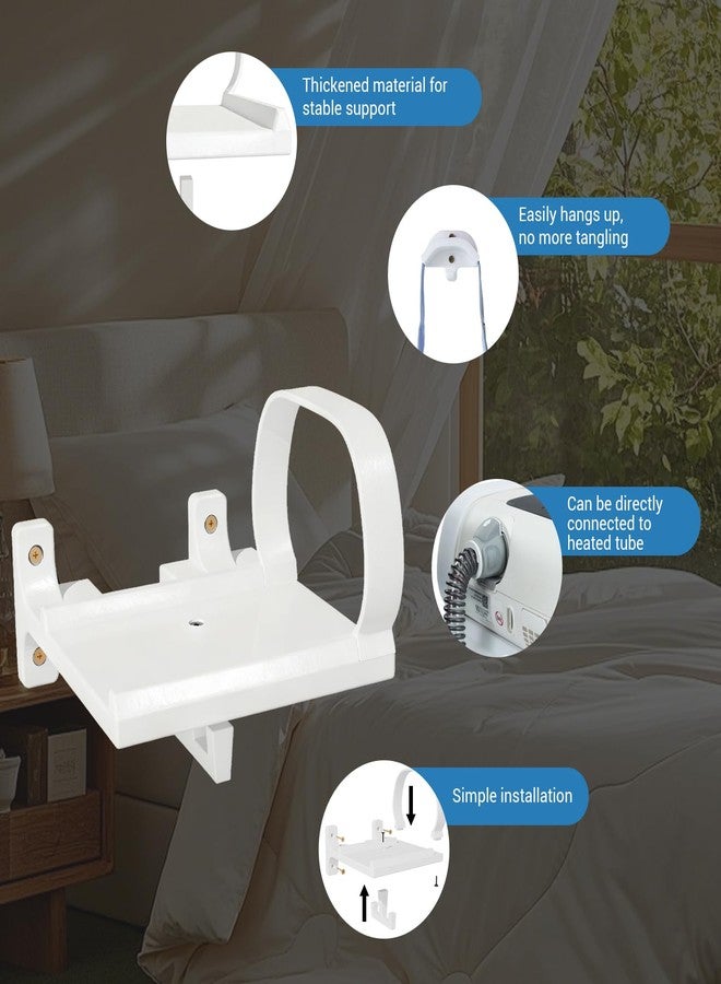 طقم رف جداري مُطوّر لجهاز التنفس CPAP، طقم رف جداري لجهاز التنفس CPAP لجهاز AirSense 11 مع علاقة خرطوم CPAP وخطاف للقناع، يوفر المساحة، ويمنع تشابك الخرطوم (أبيض) - Image 5
