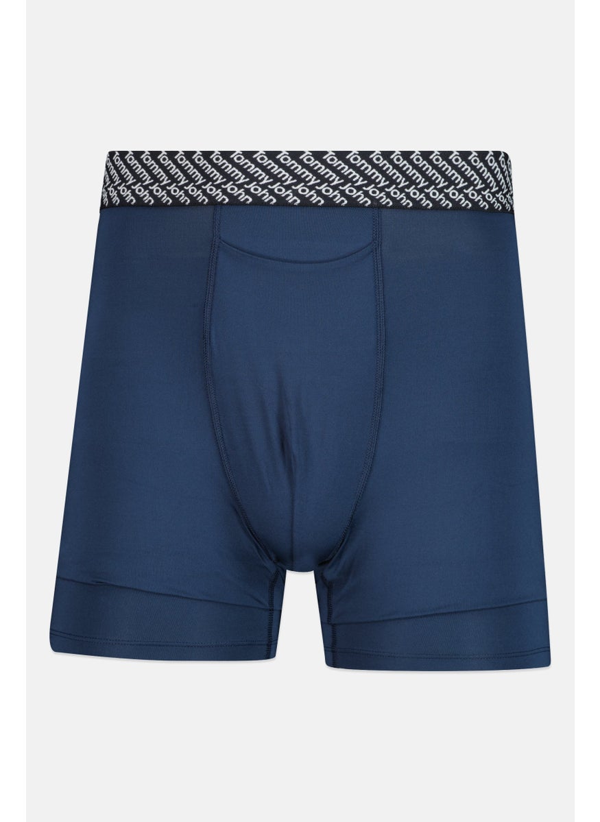 Tommy John - Men 2 Pieces 8 Inseam Brand Logo Boxer Briefs, Navy - Image 1