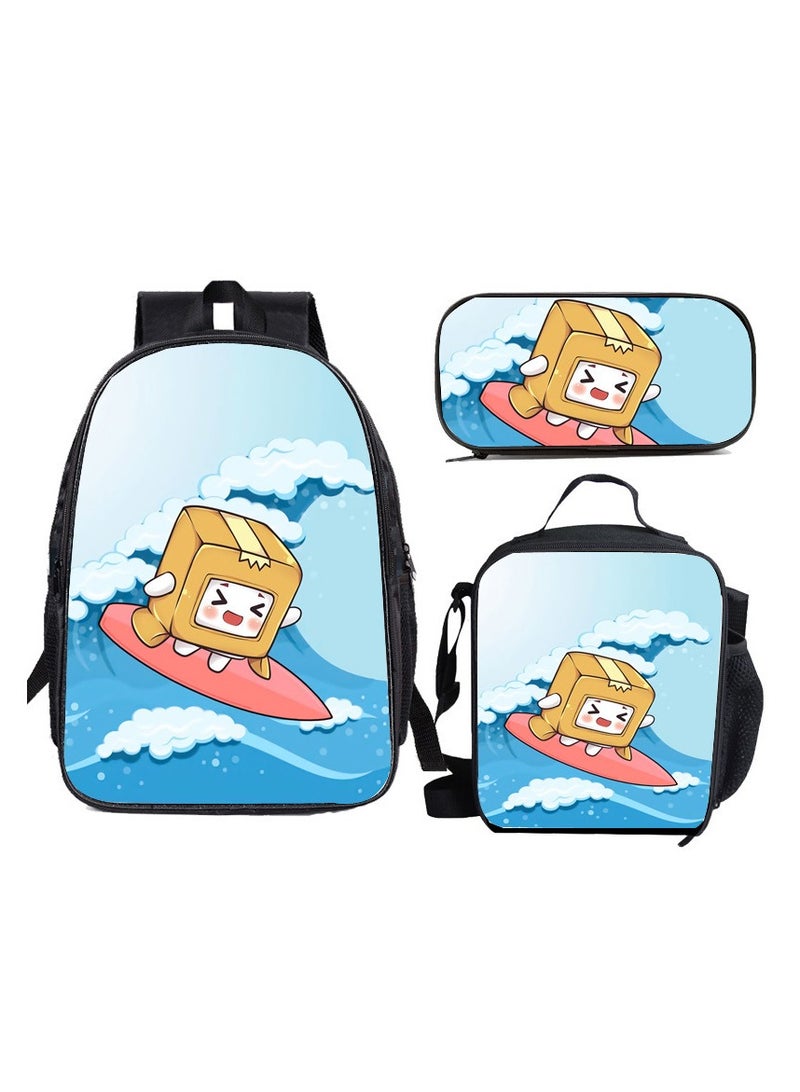 SKT Shiketro lankybox cartoon print school bag kindergarten lunch bag shoulder bag primary school student pencil bag backpack  - Image 1