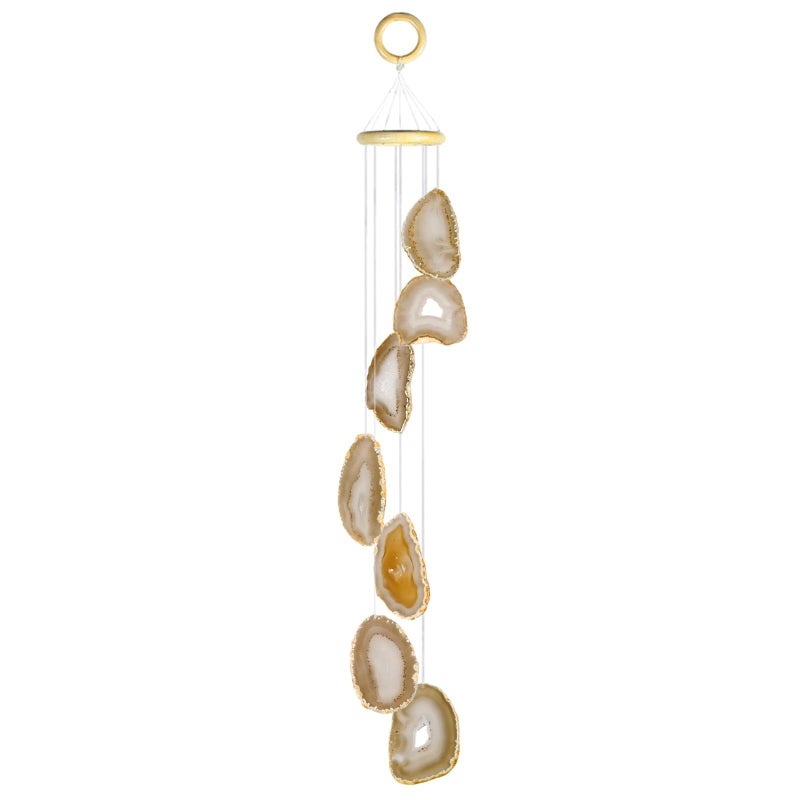 moonsix Handmade Agate Wind Chime for Home Garden Decor Slice Crystal Stone Wind Chimes Outdoor Original Color 2734 inch
