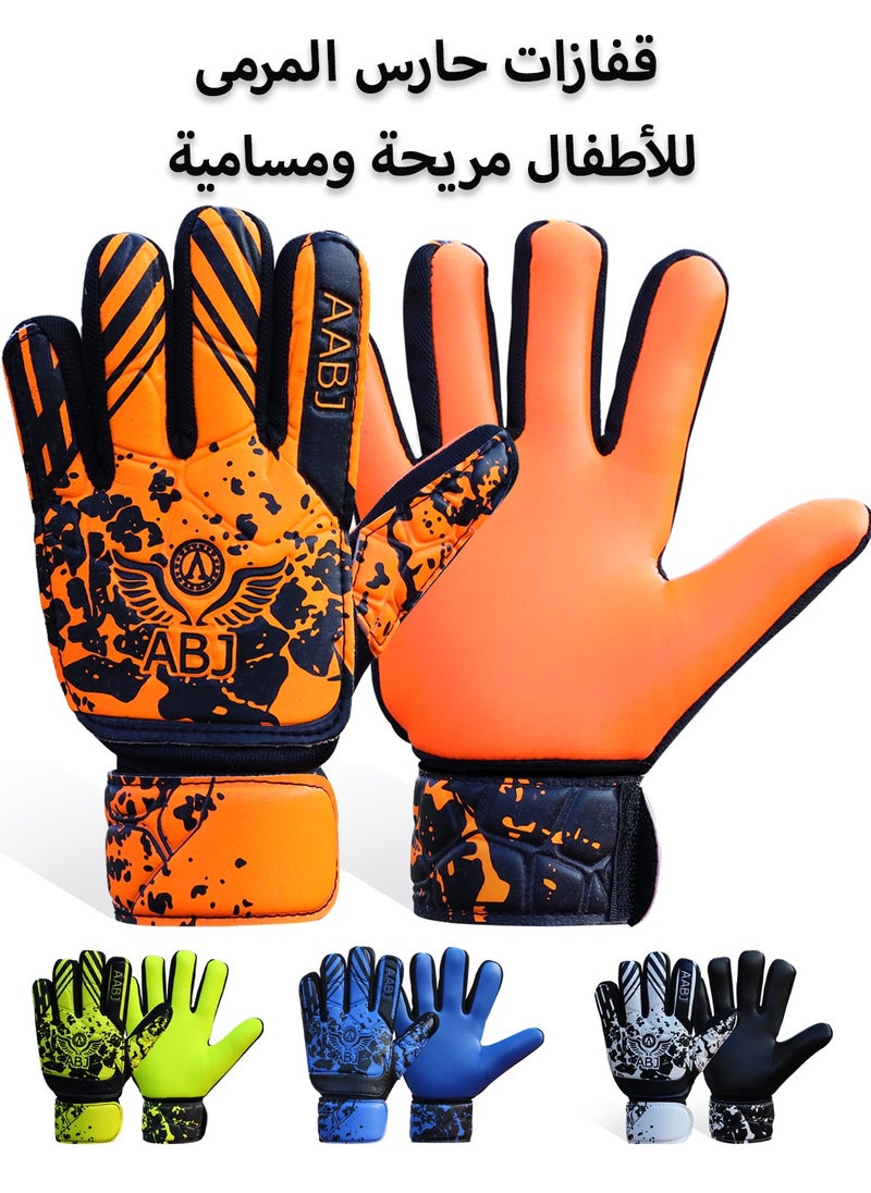 ABJ Youth Soccer Goalie Gloves Heavy Grip Palm, Double Wrist Support for Boys, Kids, Children - 4mm Latex - Football Goalkeeper Gloves, Available in Multiple Colors.  - Image 1
