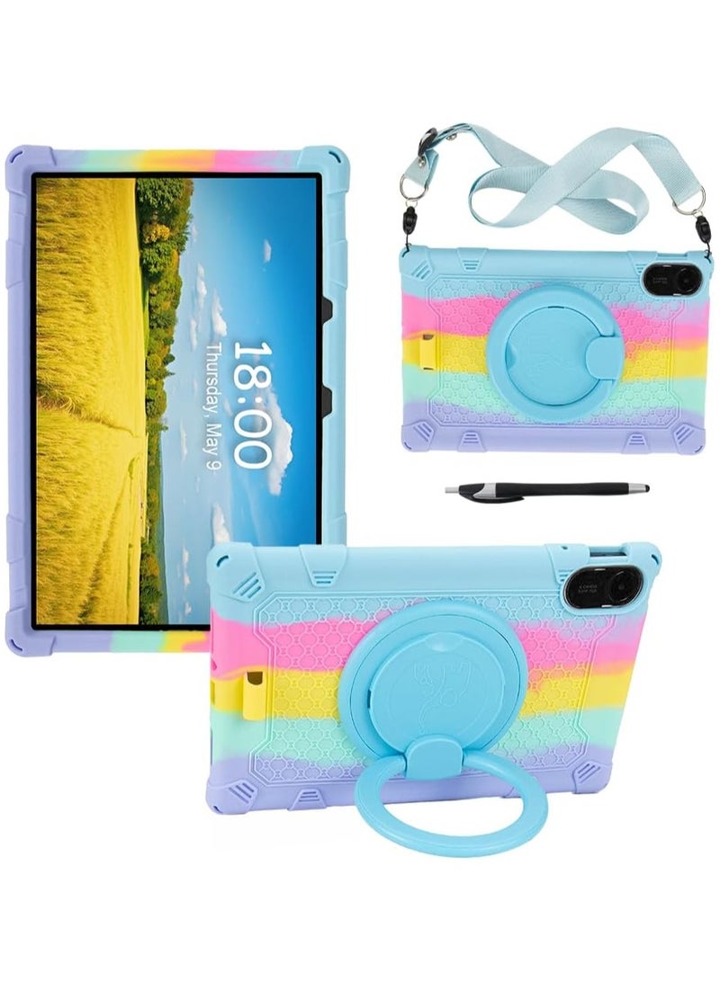Fankalo حافظة تابلت للأطفال لجهاز شاومي ريدمي باد 2 بحجم 11 بوصة 2025 مع قاعدة دعم، حزام كتف وحامل قلم، حافظة ناعمة لطيفة من السيليكون - Image 1