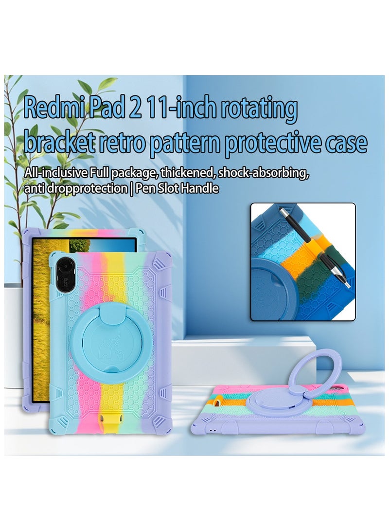 Fankalo حافظة تابلت للأطفال لجهاز شاومي ريدمي باد 2 بحجم 11 بوصة 2025 مع قاعدة دعم، حزام كتف وحامل قلم، حافظة ناعمة لطيفة من السيليكون - Image 2