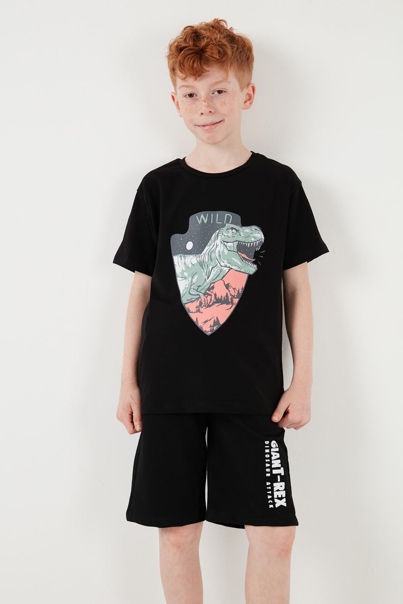 Lela Cotton Regular Fit Crew Neck Top and Bottom Set with Shorts Boy's Suit 6212018 - Image 1