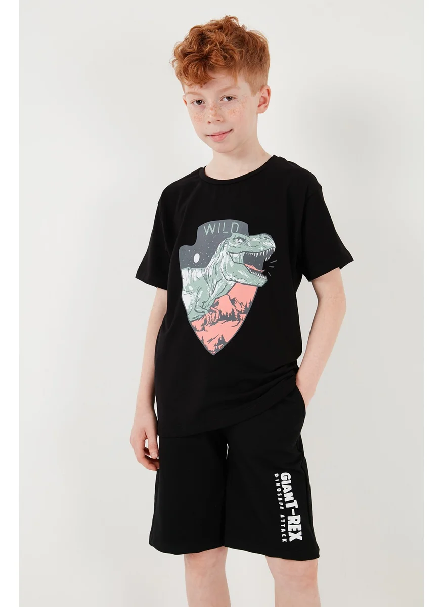 Lela Cotton Regular Fit Crew Neck Top and Bottom Set with Shorts Boy's Suit 6212018