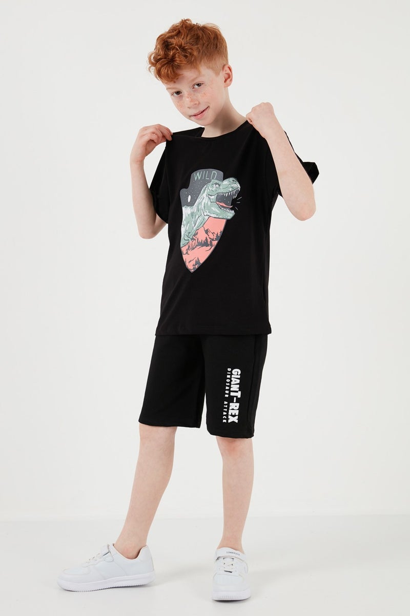 Lela Cotton Regular Fit Crew Neck Top and Bottom Set with Shorts Boy's Suit 6212018 - Image 2