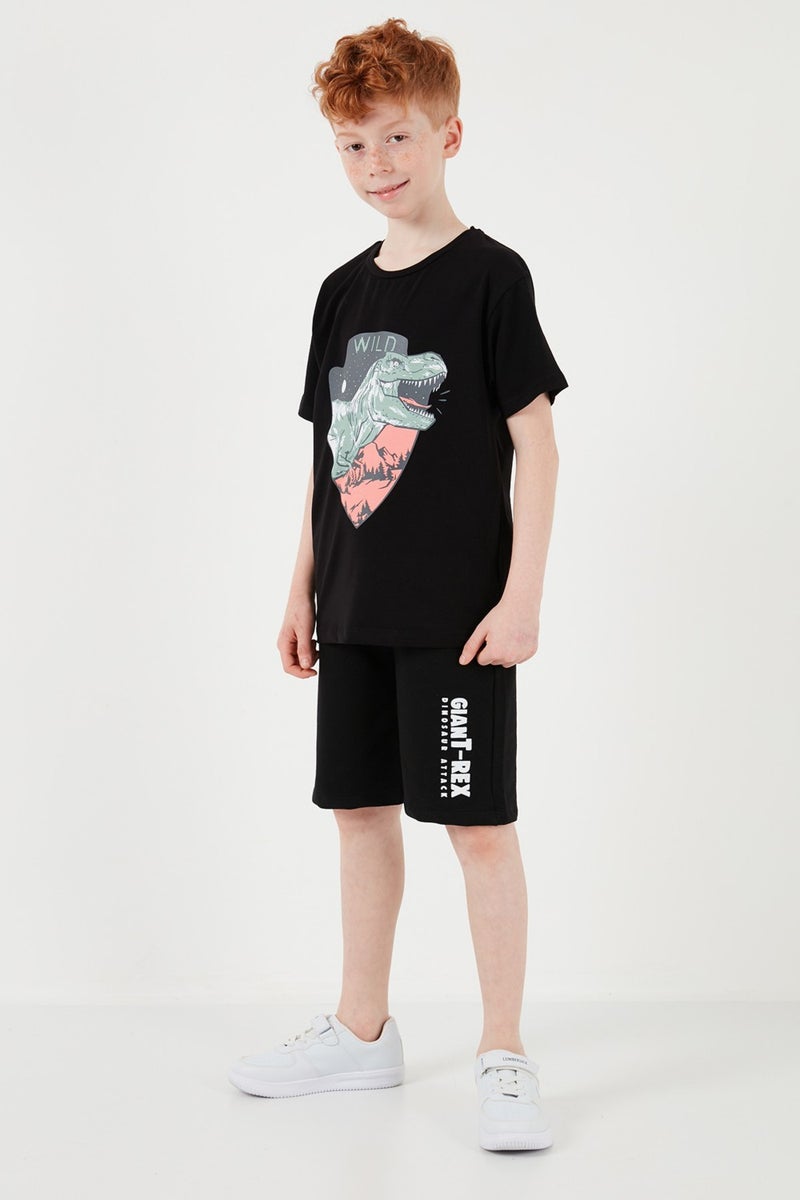 Lela Cotton Regular Fit Crew Neck Top and Bottom Set with Shorts Boy's Suit 6212018 - Image 5