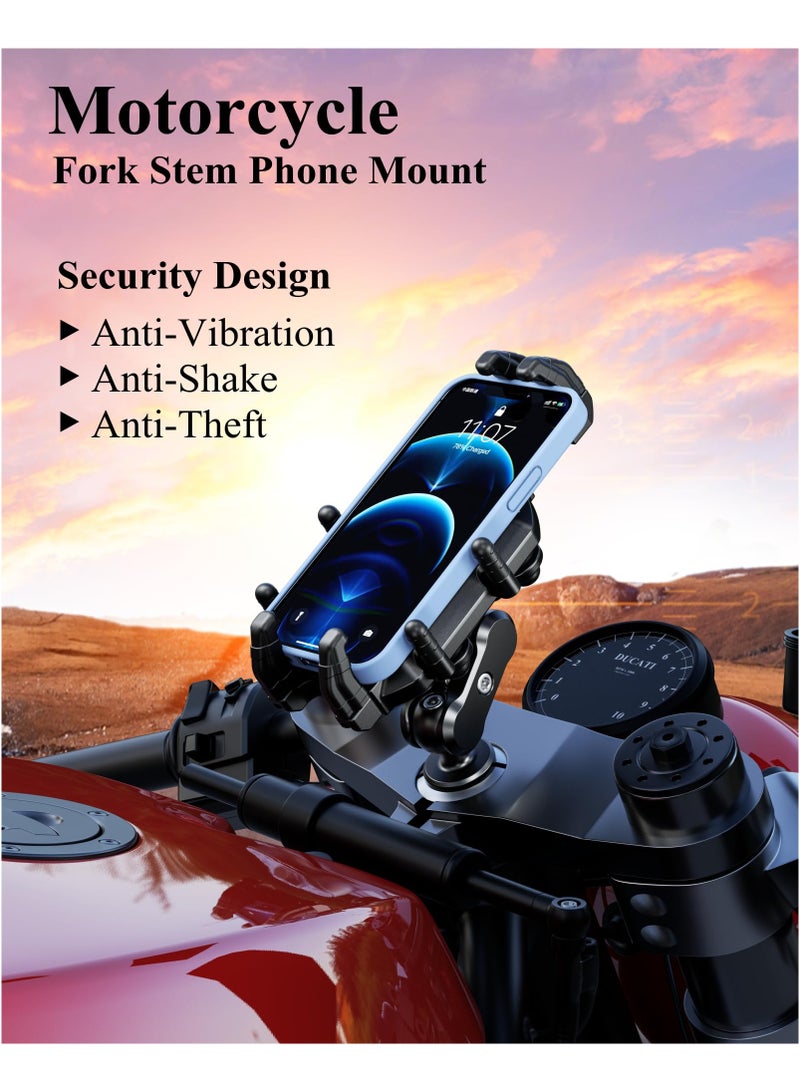 SYOSI Motorcycle Fork Stem Phone Mount, with Vibration Dampener & High-Speed Secure Lock, Anti-Theft Motorcycle Phone Holder Cellphone Mount Mobile Phone Cradle for 5.4''-7.2'' Smartphones - Image 2