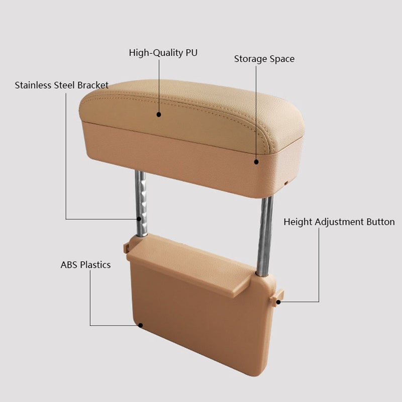 Car Armrest Support Adjustable Height Elbow Rest Cushion Arm Rest Box Pad Center Console Storage Organizer - Image 2