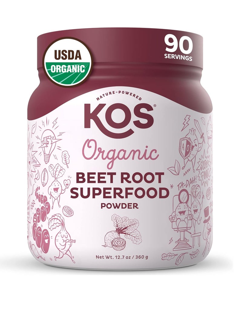 كيه أو إس مسحوق جذر البنجر العضوي - مسحوق جذر البنجر المعزز لأكسيد النيتريك الطبيعي - عضوي من وزارة الزراعة الأمريكية، زيادة القدرة على التحمل، مكونات نباتية فائقة الجودة، 360 جم، 90 وجبة 12.7 أونصة (عبوة من قطعة واحدة) - Image 1