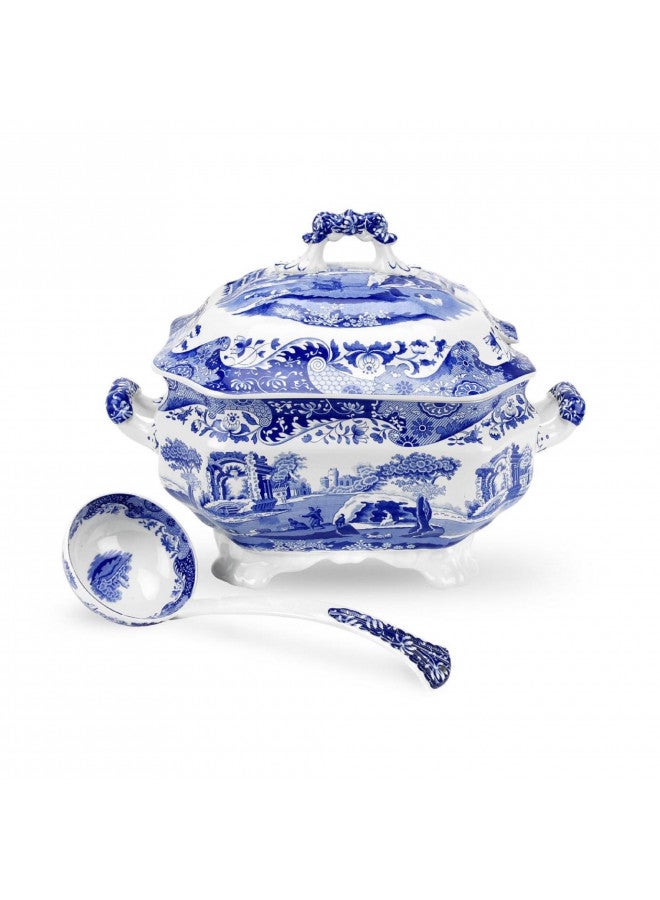 Spode Blue Italian Soup Tureen and Ladle Set | Covered Serving Dish for Soup | Made of Fine Porcelain | 3 Quart Capacity | Dishwasher and Microwave Safe | Blue/White - Image 1