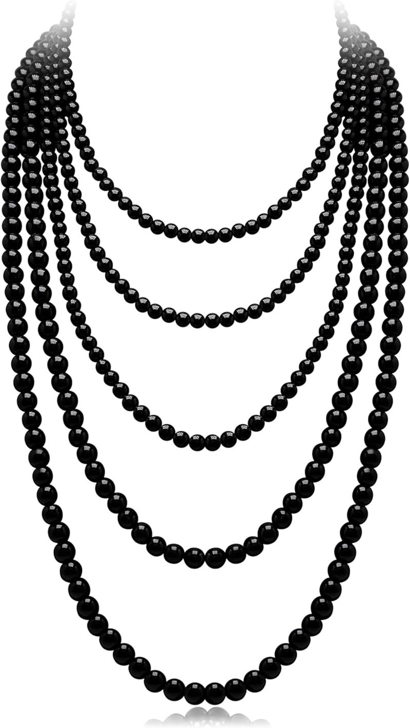 Aisansty Long Pearl Necklaces for Women Cream White Faux Pearl Strand Layered Necklace Costume Jewelry - Image 1