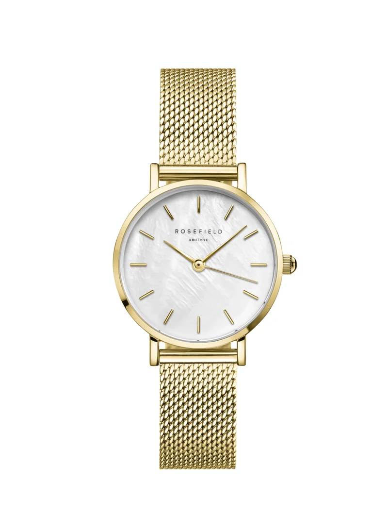 RoseField Rosefield Small Edit White MOP Mesh Gold Women Watch - SMGMG-S06