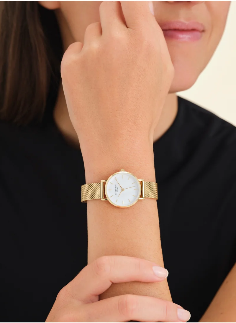 RoseField Rosefield Small Edit White MOP Mesh Gold Women Watch - SMGMG-S06