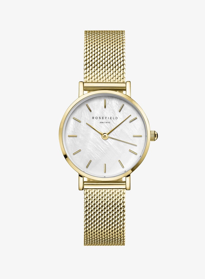 Rosefield Small Edit White MOP Mesh Gold Women Watch - SMGMG-S06 - Image 1