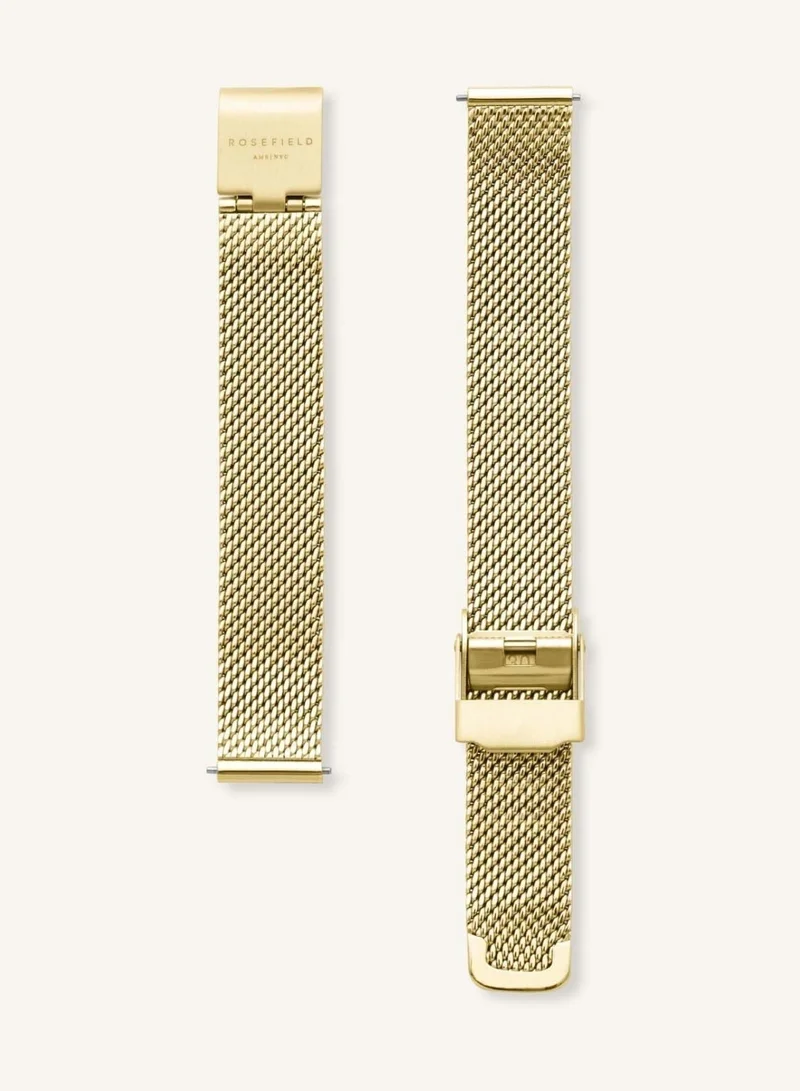 Rosefield  Women's Small Edit Round Analogue Watch, White Mother-of-Pearl Dial, Gold Mesh Bracelet for Women | Best Price UAE