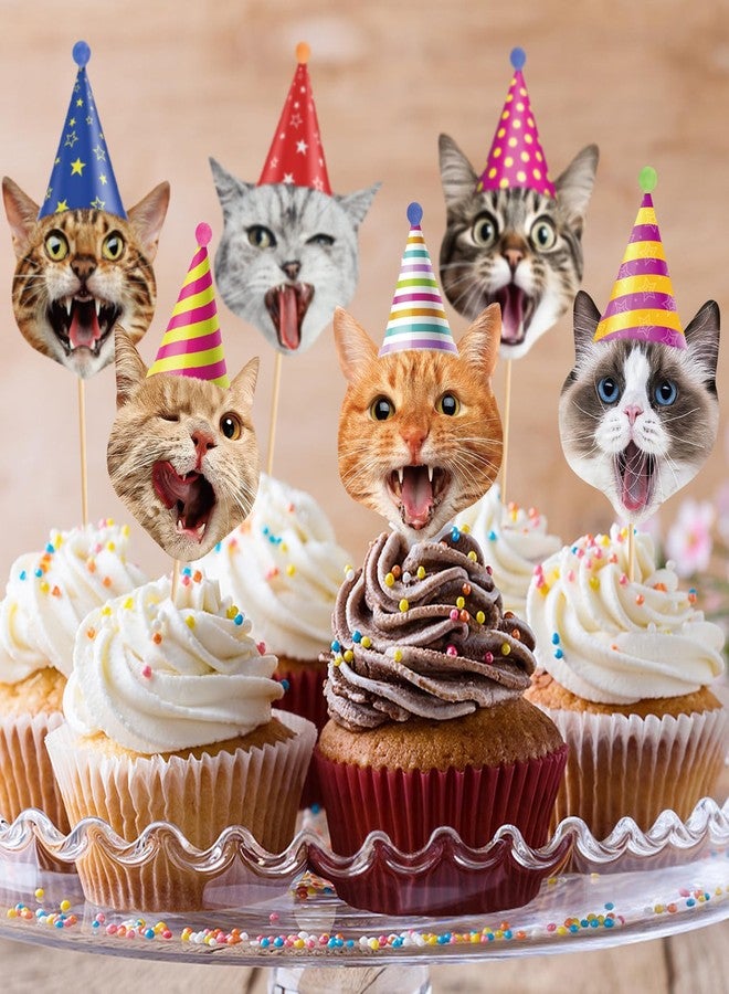 Abilat 40 Pcs Cat Cupcake Toppers Cats Face Birthday Cupcake Picks Pet Cat Cake Decorations for Kids Kitten Theme Baby Shower Party Supplies - Image 4