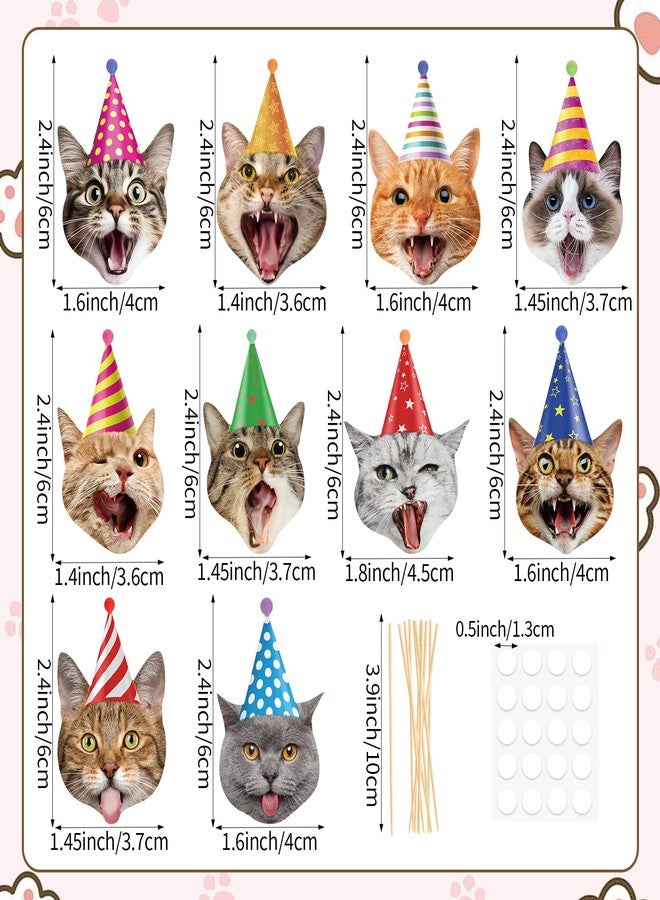Abilat 40 Pcs Cat Cupcake Toppers Cats Face Birthday Cupcake Picks Pet Cat Cake Decorations for Kids Kitten Theme Baby Shower Party Supplies - Image 2